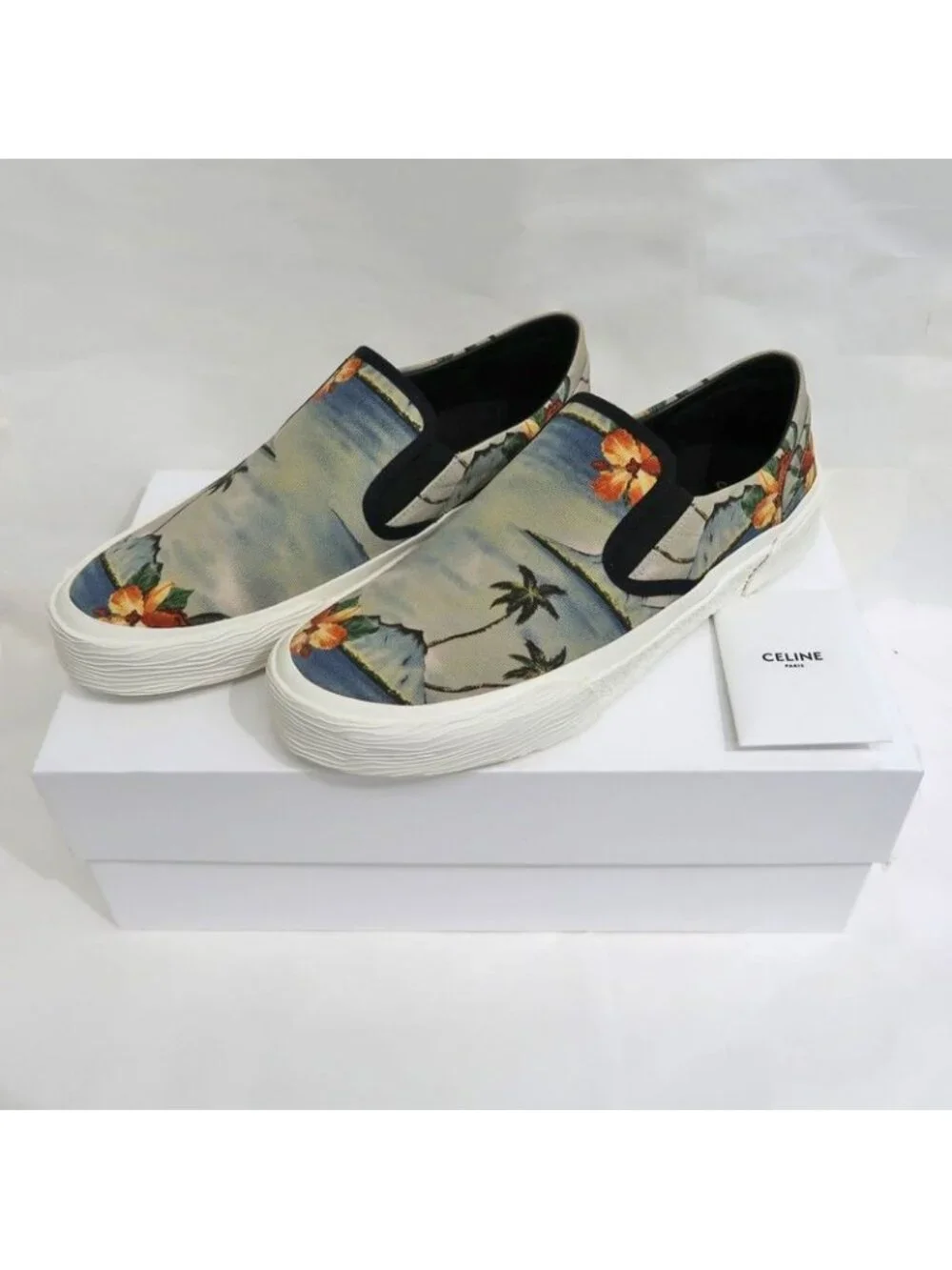 Celine Slip-Ons Tropical Pattern Gray Shoes Apparel Size 43